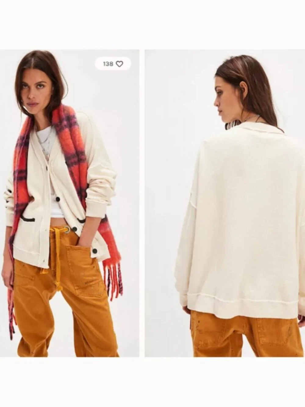 Free People Cream Ragabond NYC Thermal Cardi, NWT, XS